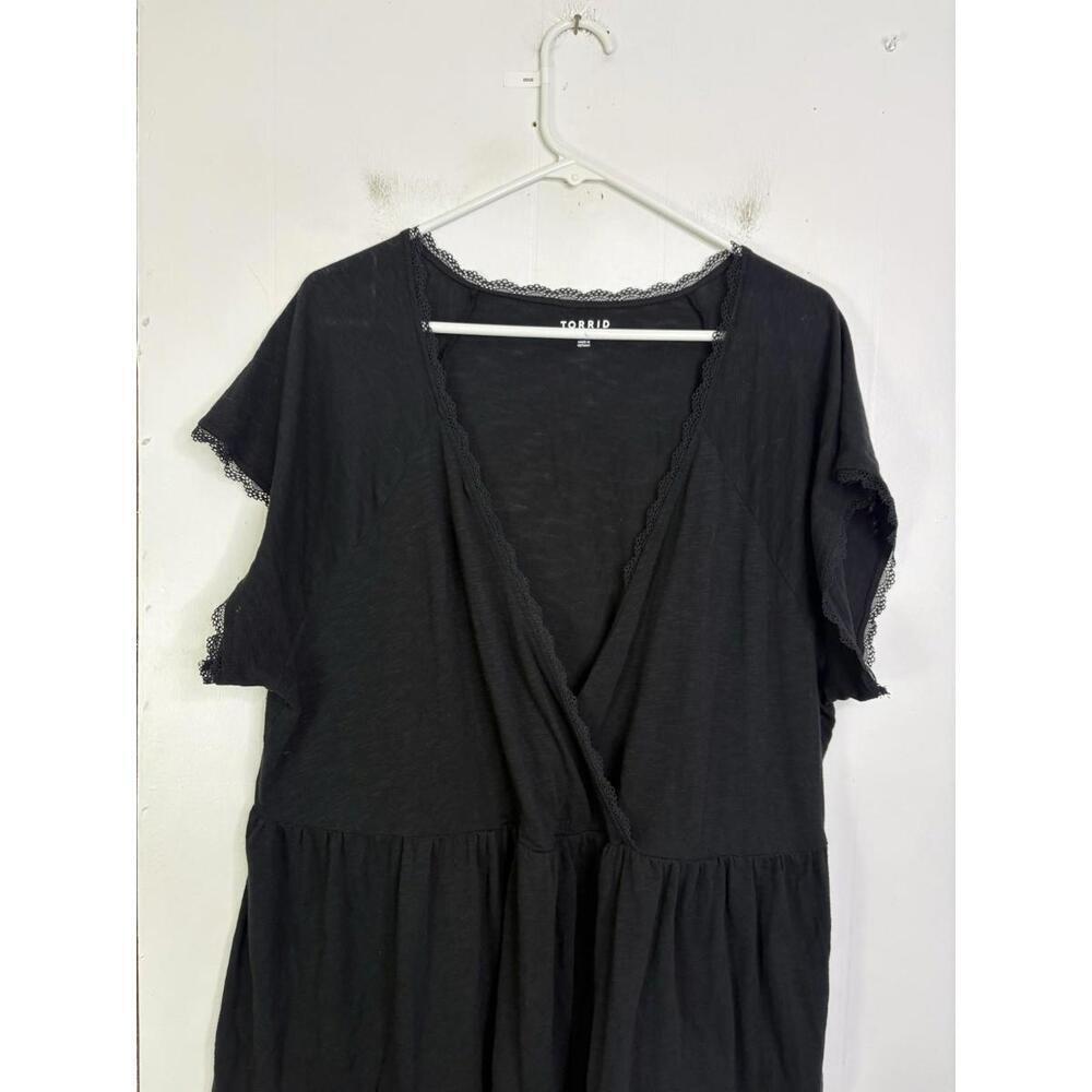 Torrid Top Womens 4X Surplice Babydoll Lace Trim Peplum Stretch Lightweight - Picture 3 of 11